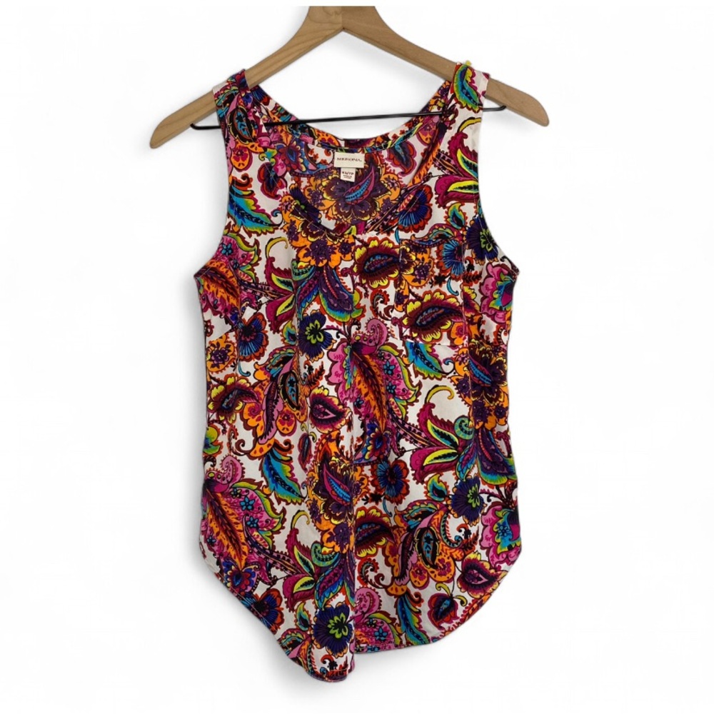 Merona XS Y2k Vibrant Colorful Paisley Flowy Sleeveless Pocket Tank Top